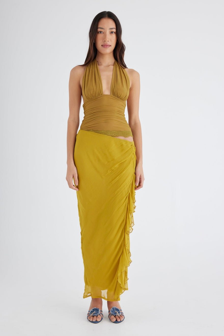 Benni Penelope Halter Maxi Dress - Wasabi photo 3