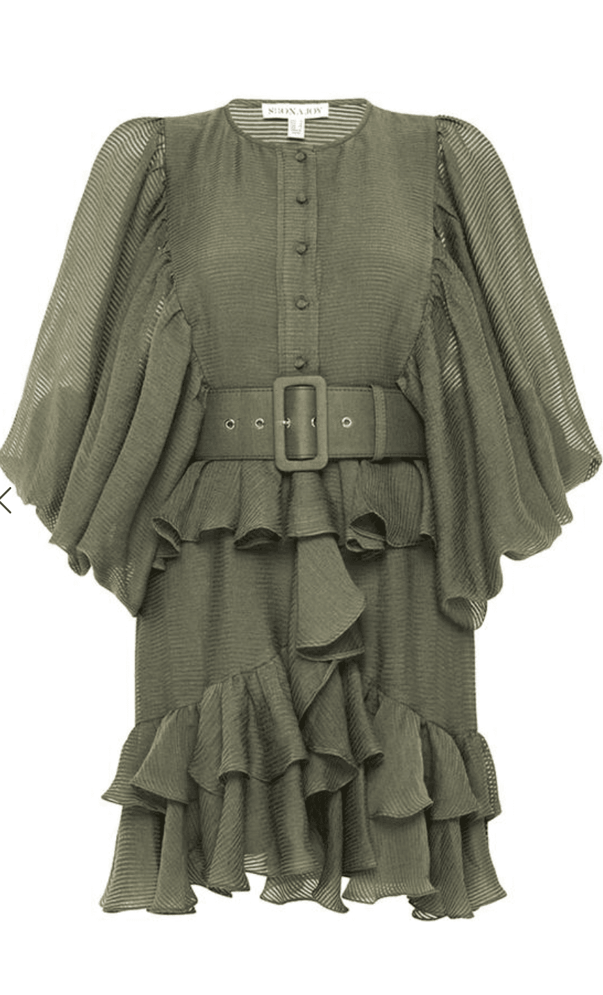 Shona Joy Charlotte Plunged Draped Mini Dress Khaki Size 8 photo 7