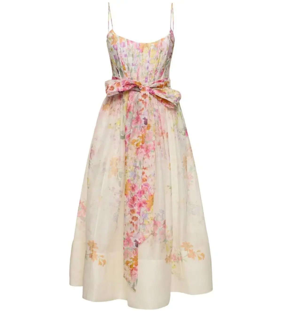 Zimmermann Natura Midi Corset Dress in Kaleidoscope Garden Floral Size 3 / AU 12 photo 4
