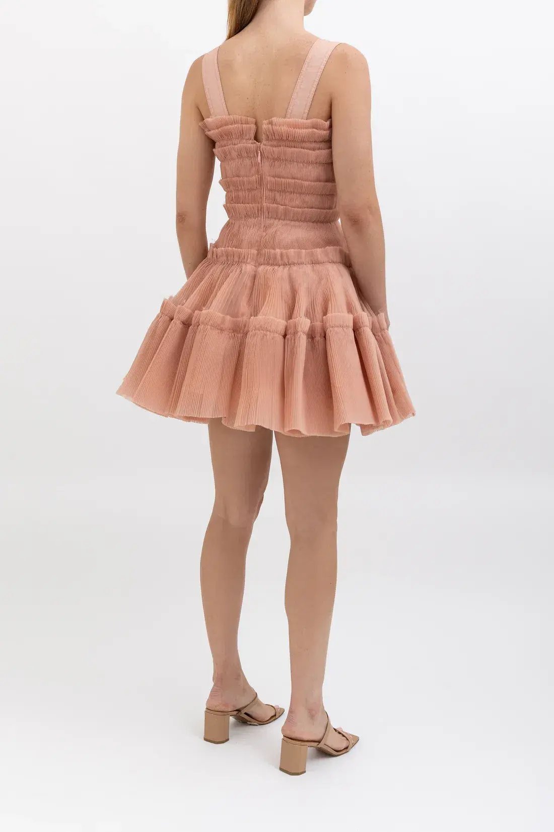 Aje Jacinto Pleated Mini Dress Nude Pink Size 10 photo 4