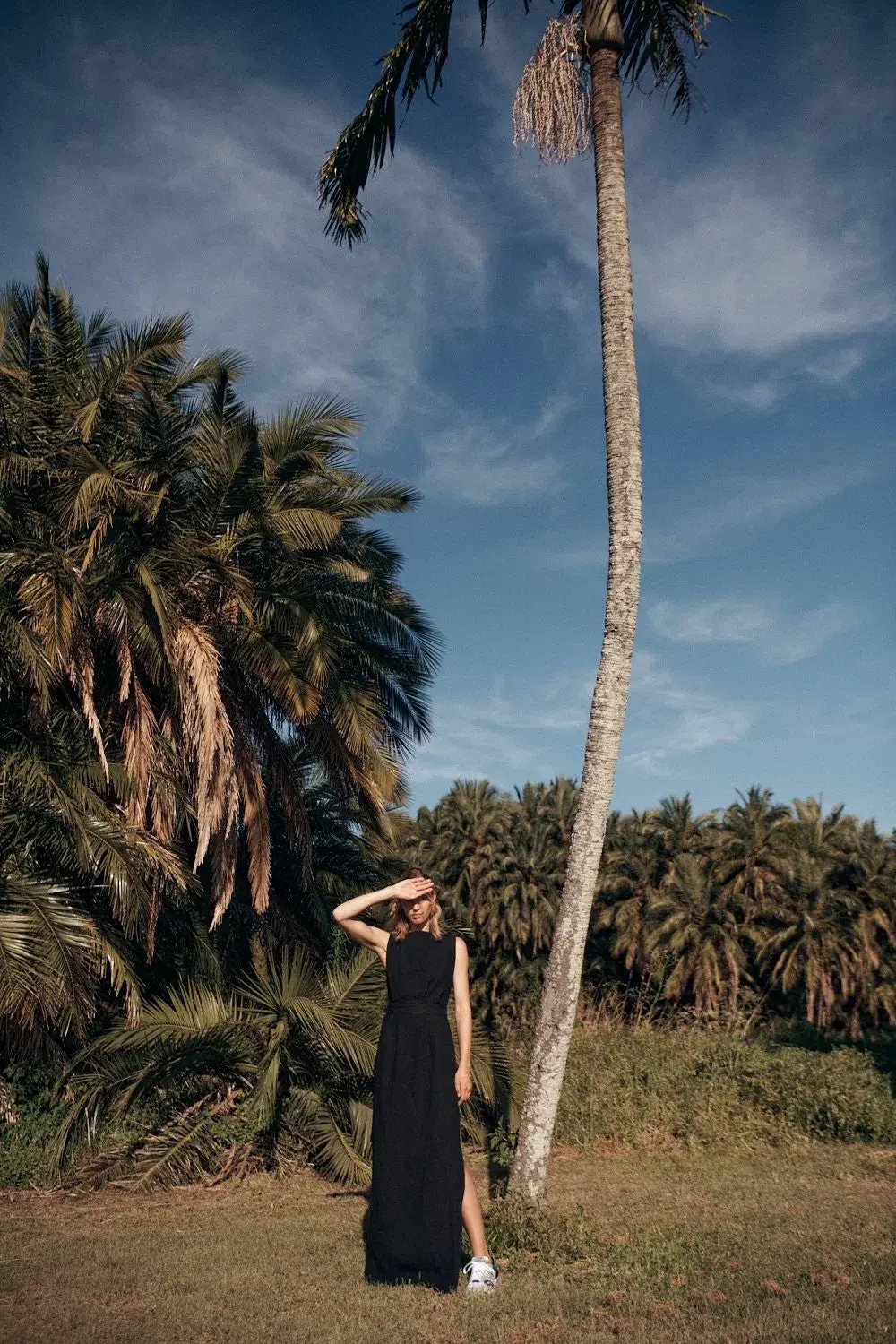 Matin Backless Linen Maxi Dress Black Size 10 photo 3