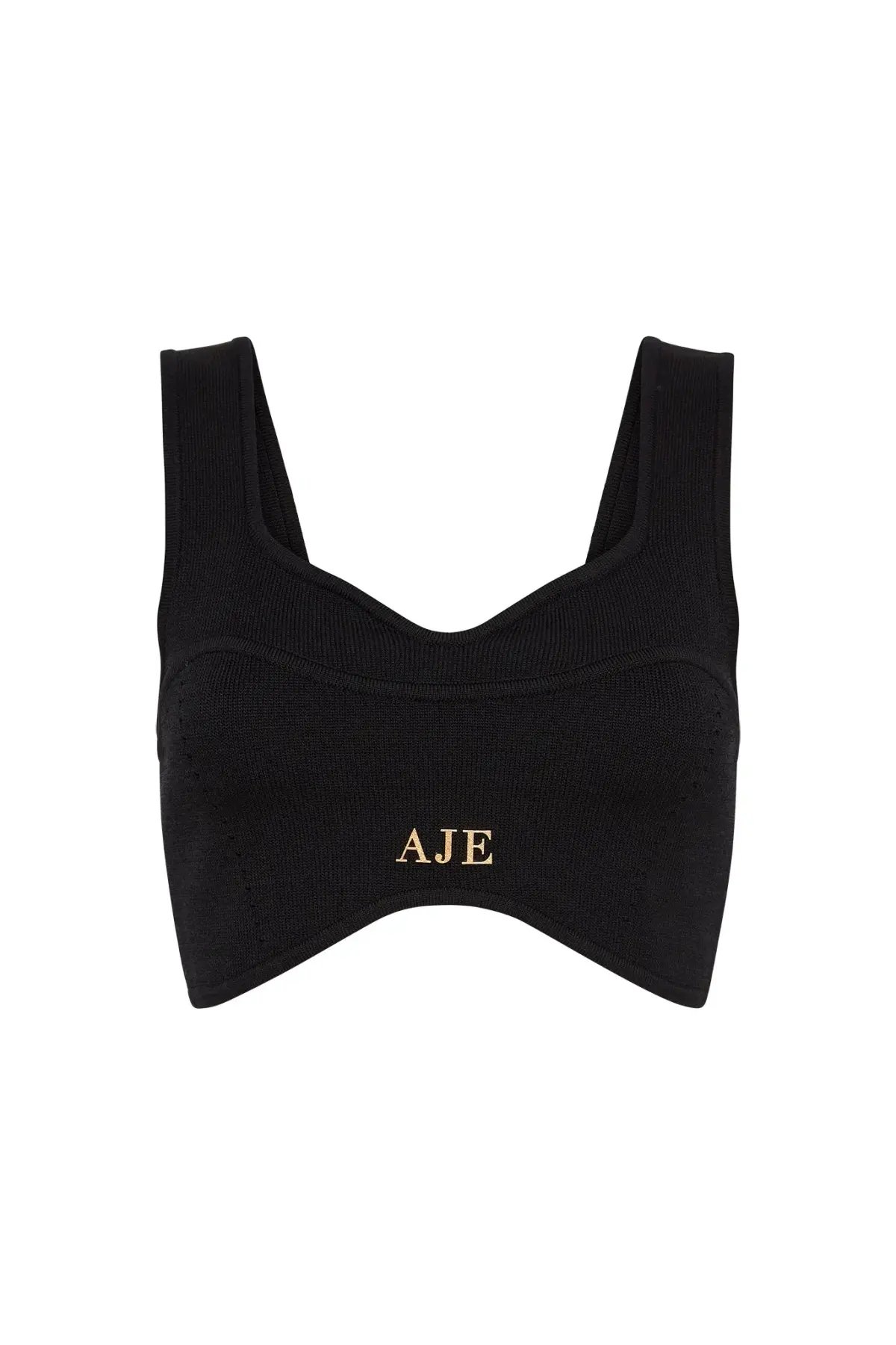 Aje Parfum Corset Crop Knit Top Black Size 8 photo 6