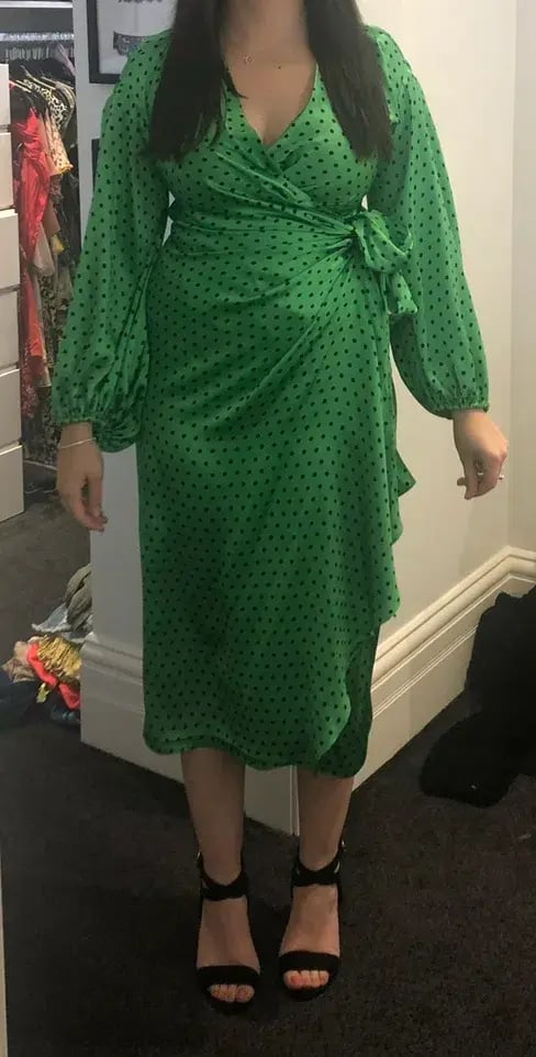 Scanlan Theodore Silk Spot Wrap Dress Green Size 10 photo 3