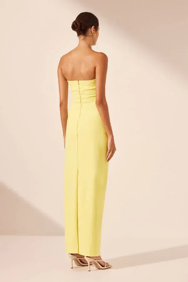 Shona Joy Lani Strapless Draped Maxi Dress Lemon Size 8 photo 3