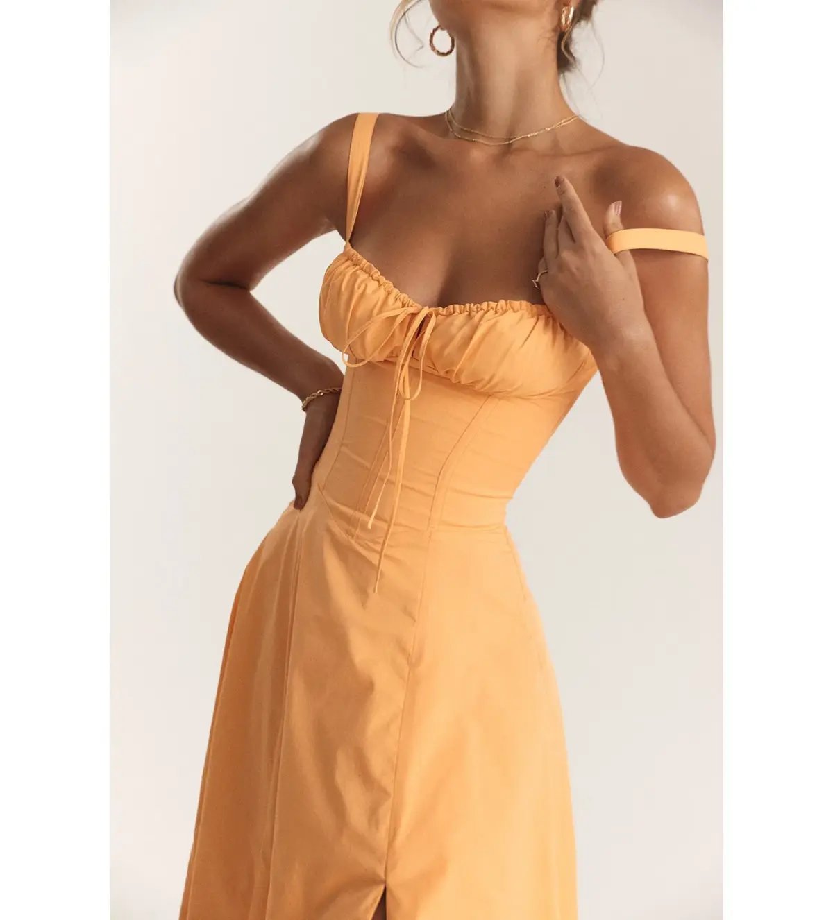 House of CB Carmen Bustier Midi Sundress Tangerine Size XS/AU 6 photo 4