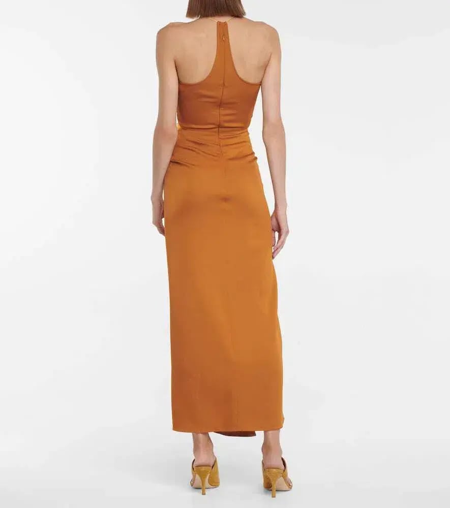 Christopher Esber  Multi Panel Disconnect Ruched Halter Dress Caramel/Chalky Yellow Size 12 AU photo 2