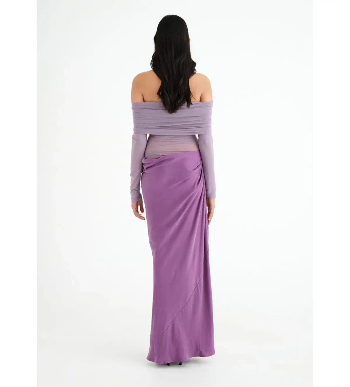 BENNI Yasmin Off Shoulder Maxi Dress Vintage Orchid Size 10 photo 3