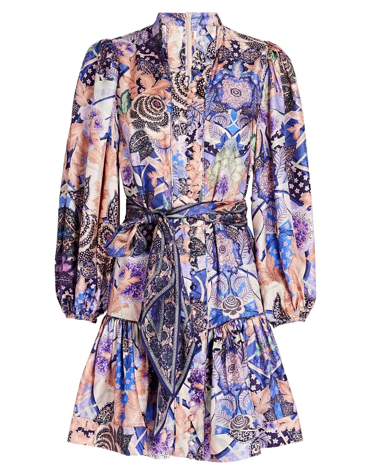 Zimmermann Celestial Buttoned Mini Dress Amethyst Floral Size 1/Au 10 photo 4