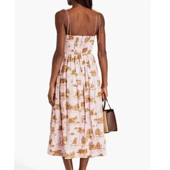 Zimmermann The Dancer Toile Midi Dress Pink Sydney Print | Size 1 AU 10 photo 3