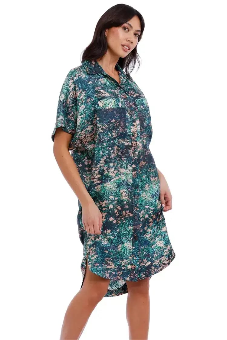Ginger & Smart Night Grass Mini Shirt Dress Multi Size 14 photo 5
