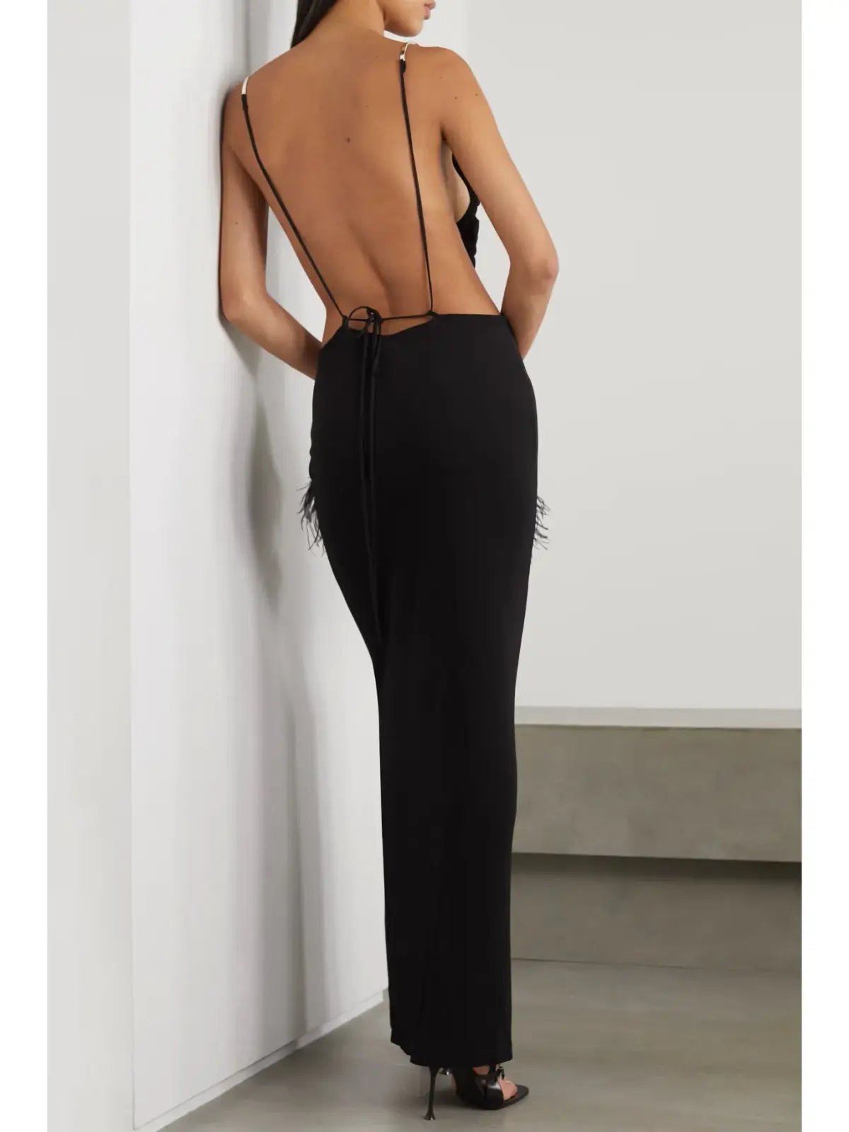 Christopher Esber Open Back Embellished Ruched Crepe Gown Black Size 10 photo 3