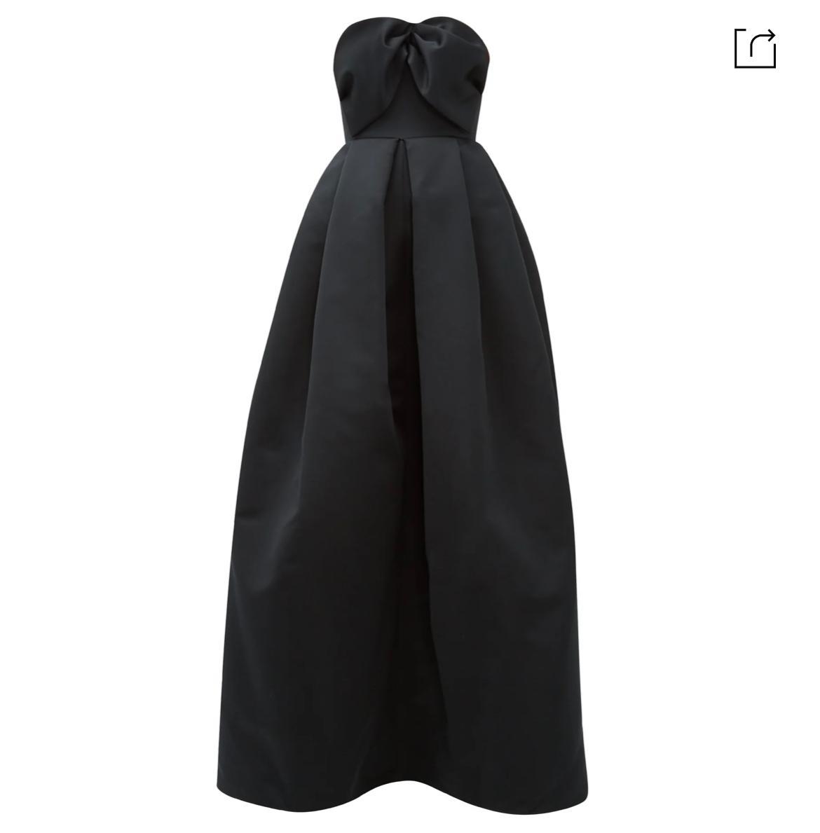 Rochas Bow Bodice Puffed Satin Gown Black Size 6 photo 5
