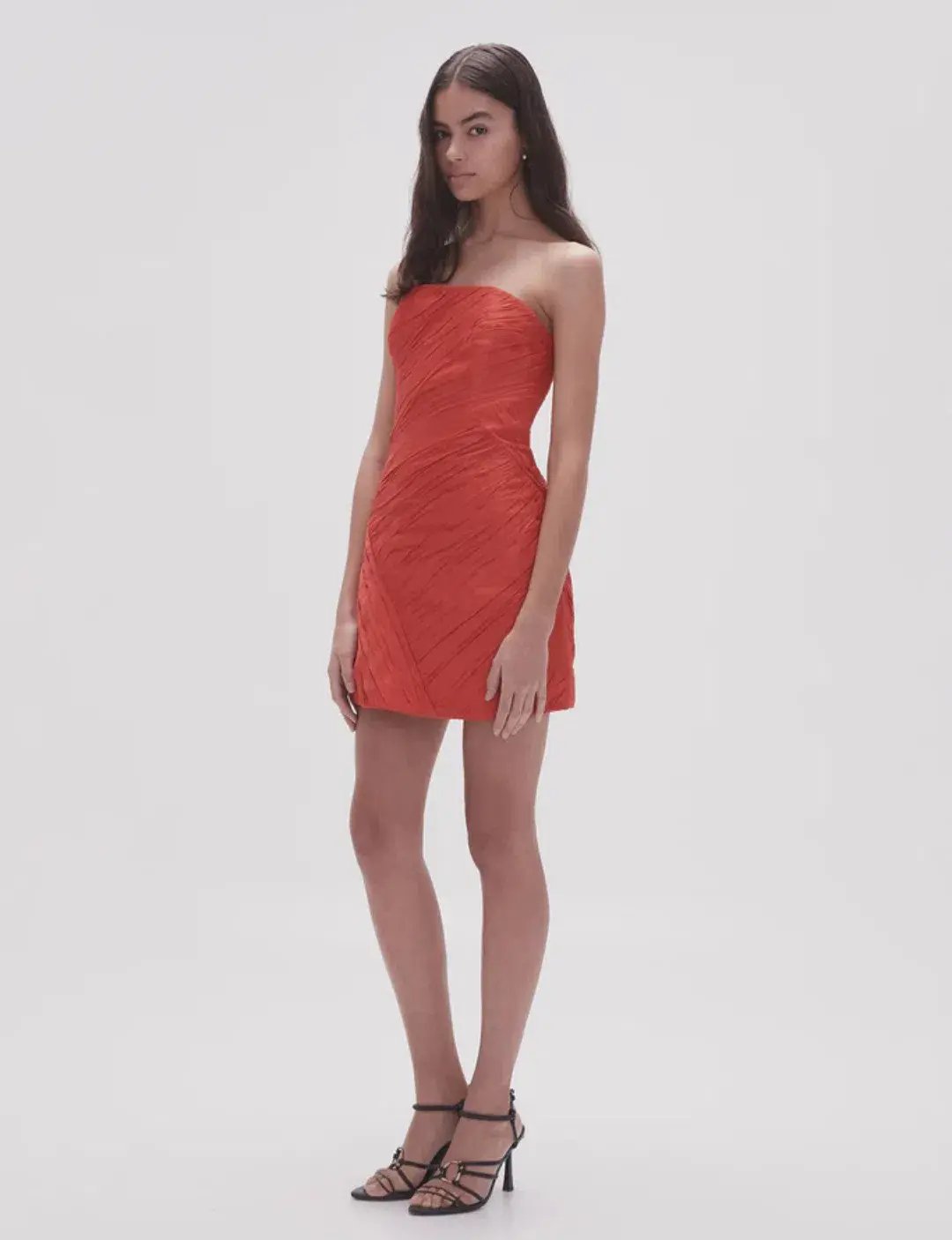 Aje Amina Ruched Red Dress Size 10 photo 3