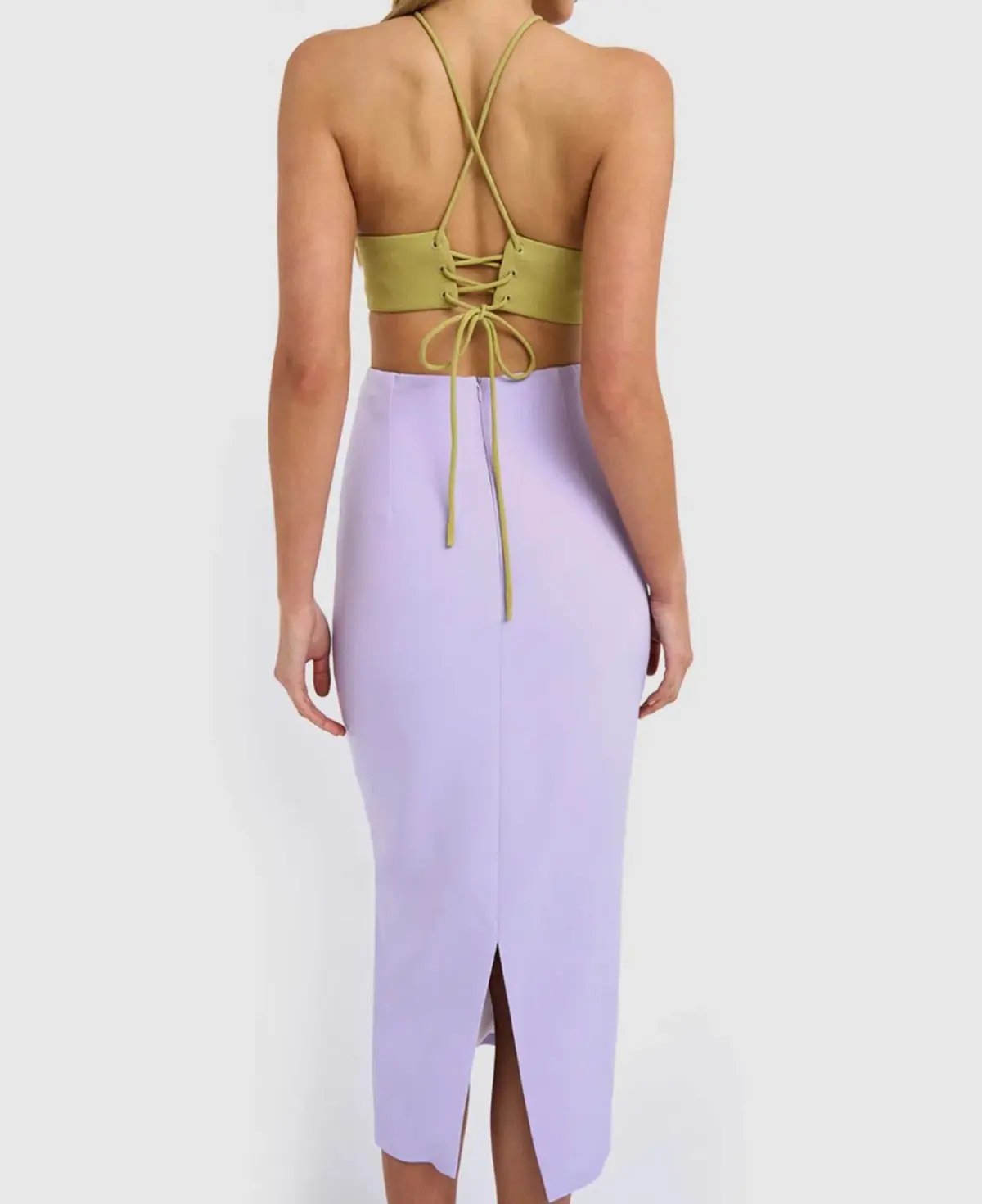 By Johnny The Fresco Halter Maxi Dress Lilac/Green Size 12 photo 3