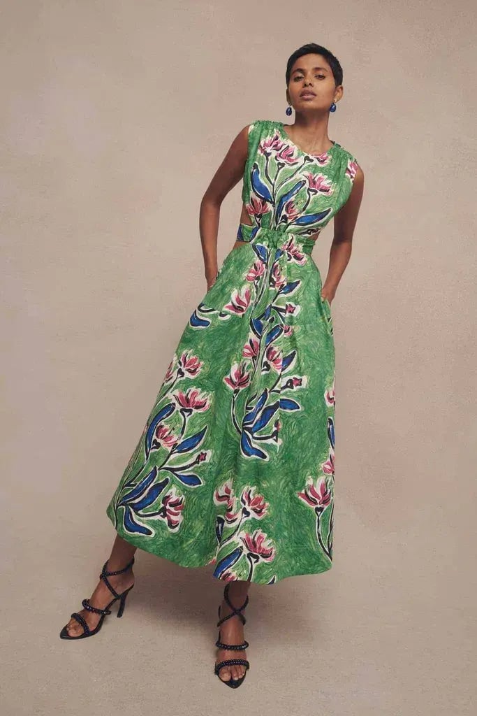 Aje Zorina Tie Midi Cutout Sleeveless Dress Native Gumnut Floral Size 10 photo 3