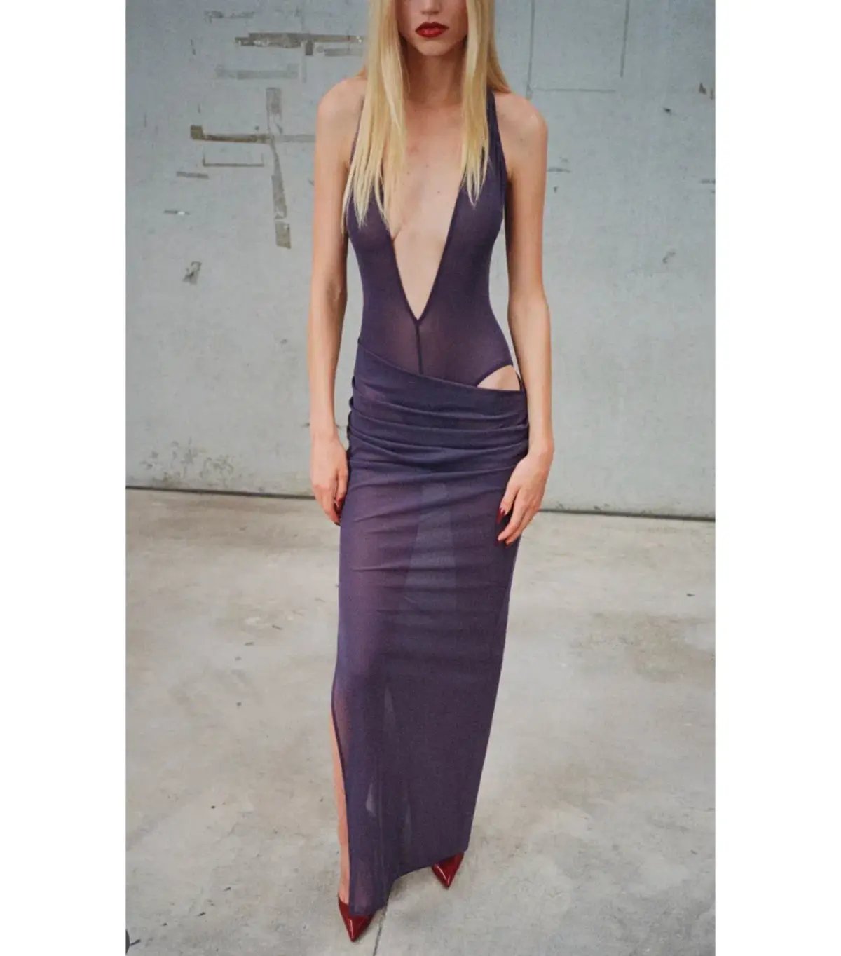 Alex Perry Tucked Halter Column Maxi Dress in Purple Size AU 10 photo 3