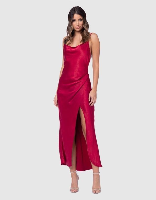 PILGRIM AURORA SATIN DRESS (CERISE) - SIZE 6 photo 5