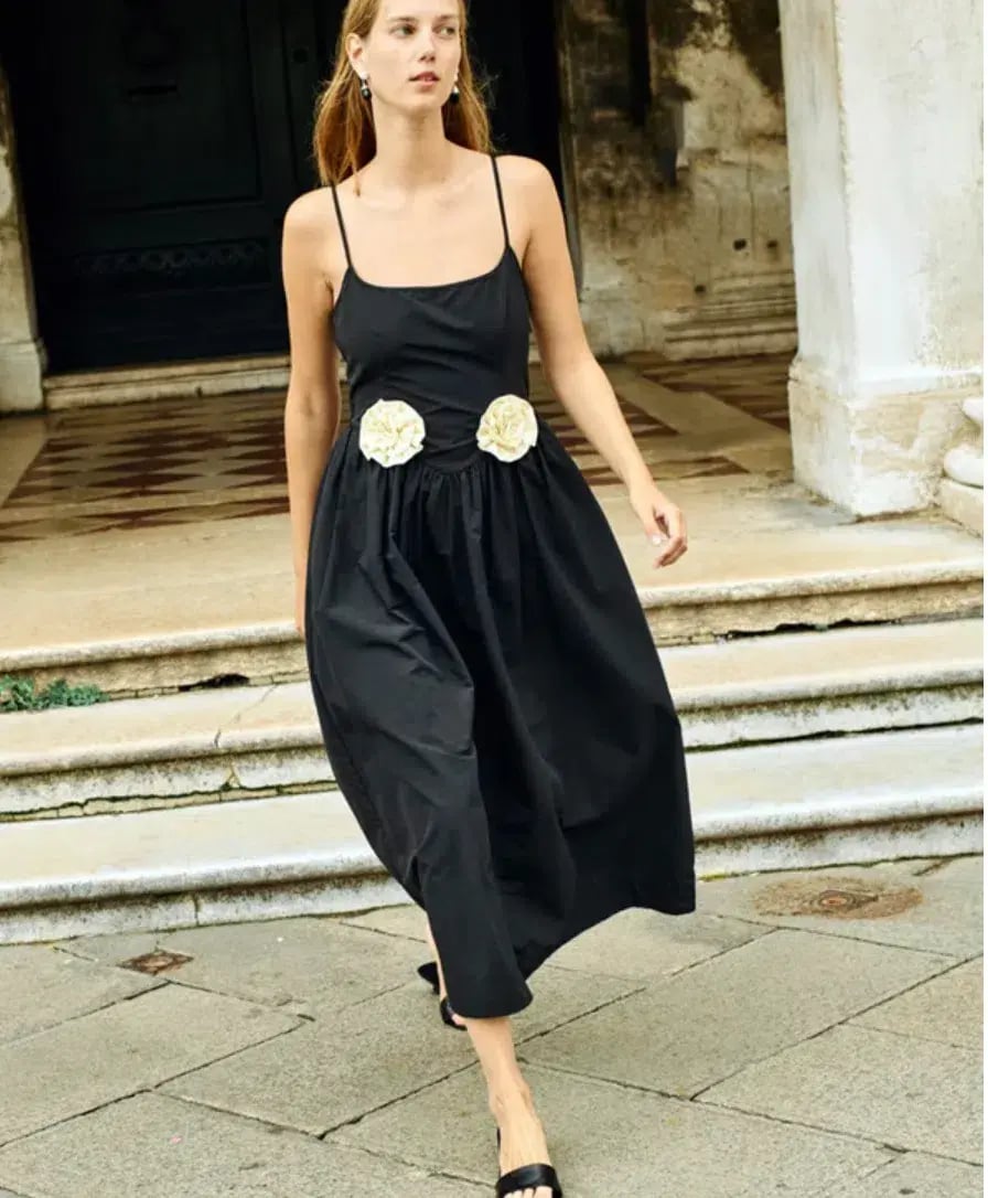 Ciao Lucia Neroni Midi Dress in Black Rosette Size S / AU 8 photo 2