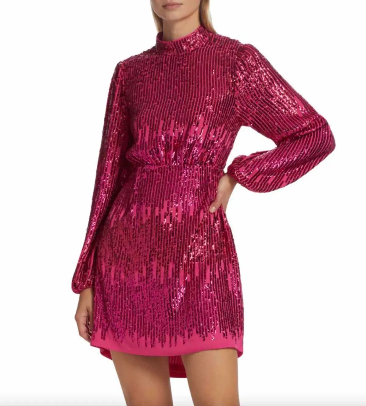 Rixo London Lara Sequined Mini Dress Hot Pink Size 10 photo 2