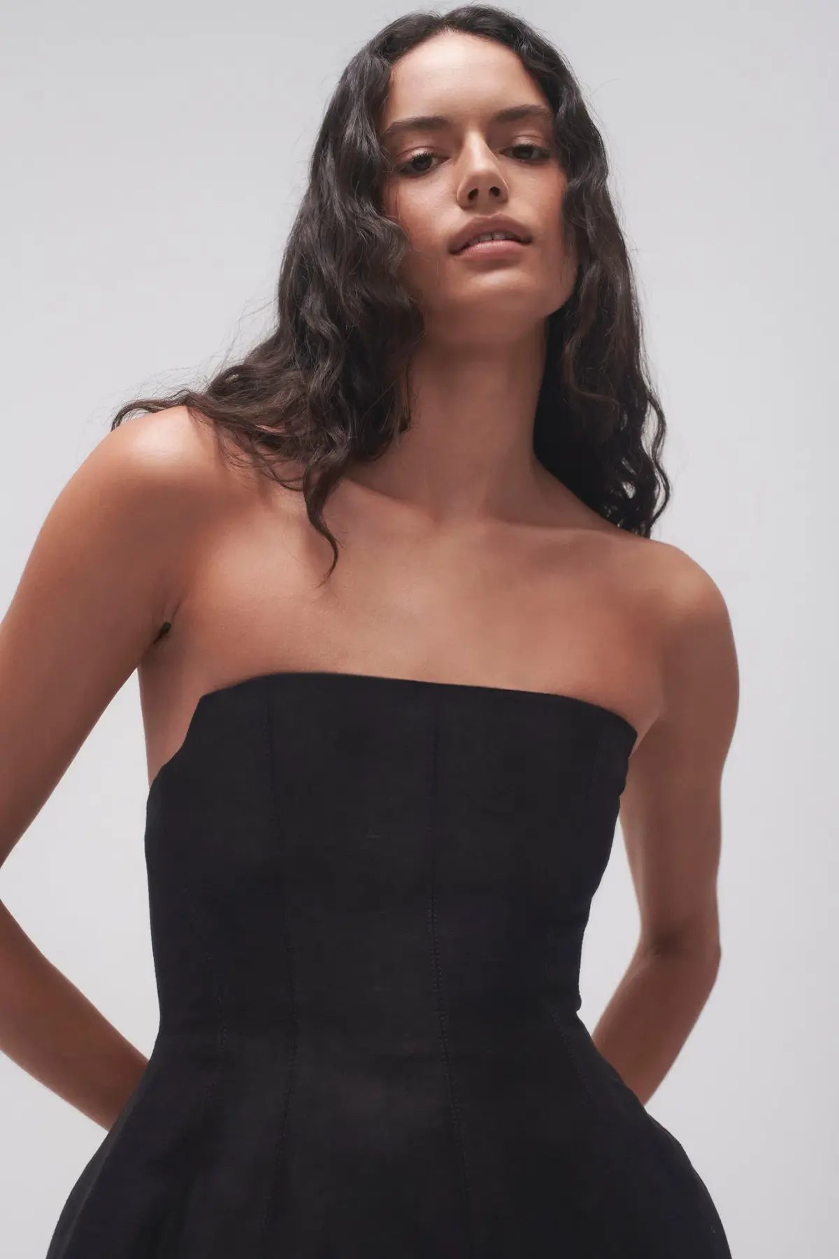 Aje Baret Strapless Mini Dress Black Size 6 photo 2