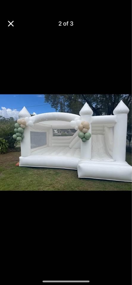 Luxe White Jumping castle for hire 5x5 photo 4