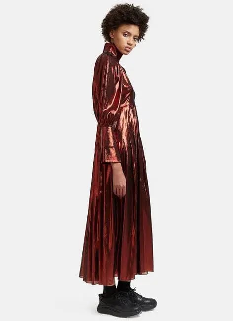 Ellery Red Silk Blend Lamé Dress Red Size 6 photo 3