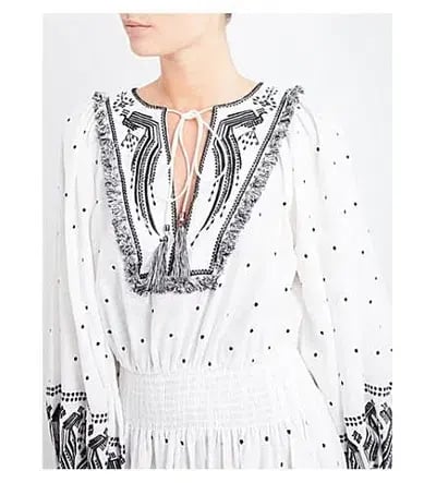 Zimmermann Divinity Midi Embroidered Linen Dress White/Black Size 0 / 8 AU photo 6