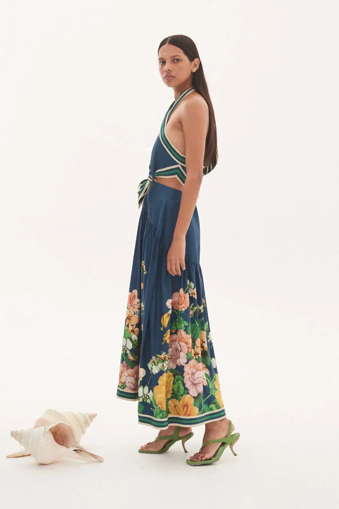 Alemais Lyla Halter Midi Dress Floral Size 6 photo 2