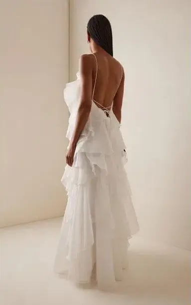 Aje Pandorea Layered Maxi Dress Ivory White Size AU 16 photo 2