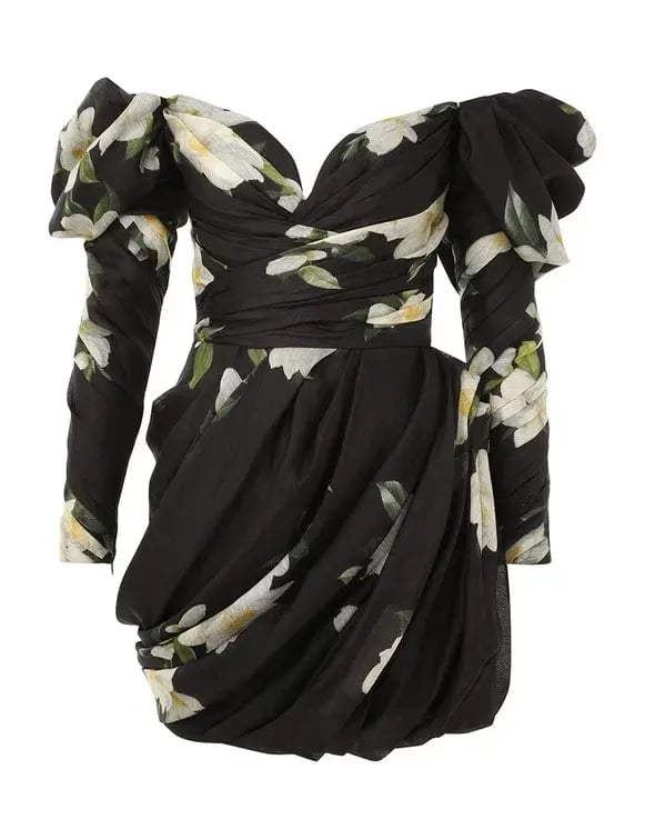 Zimmermann Harmony Drape Mini Dress in Black Magnolia Size 2 / AU 12 photo 4