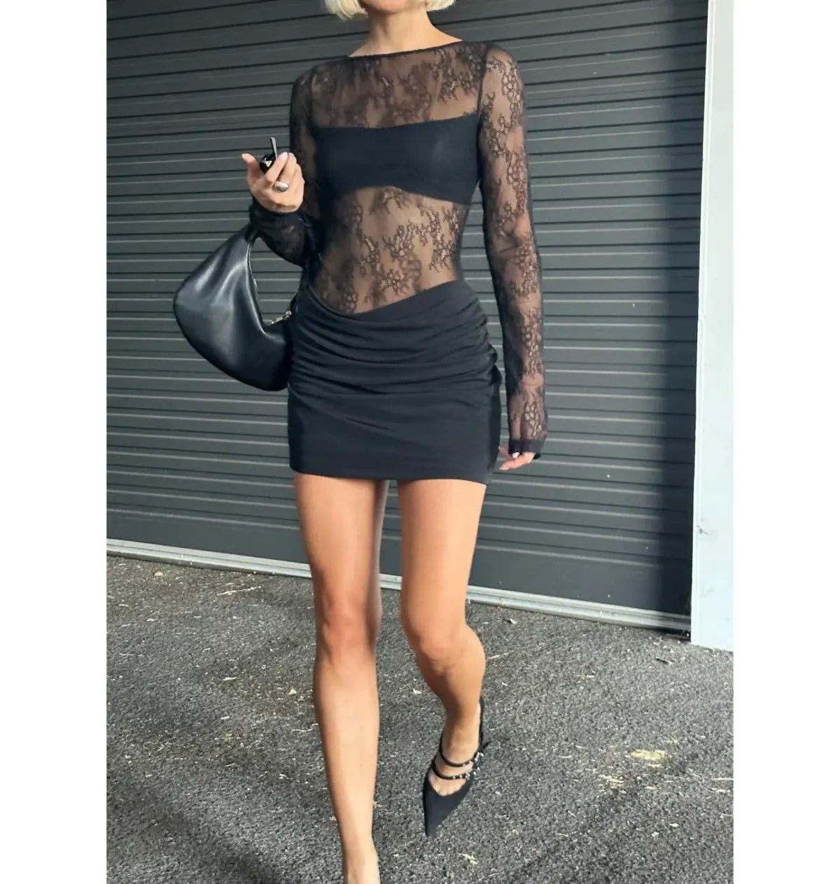 Benni Yana Lace Mini Dress Black Size AU 6 photo 4