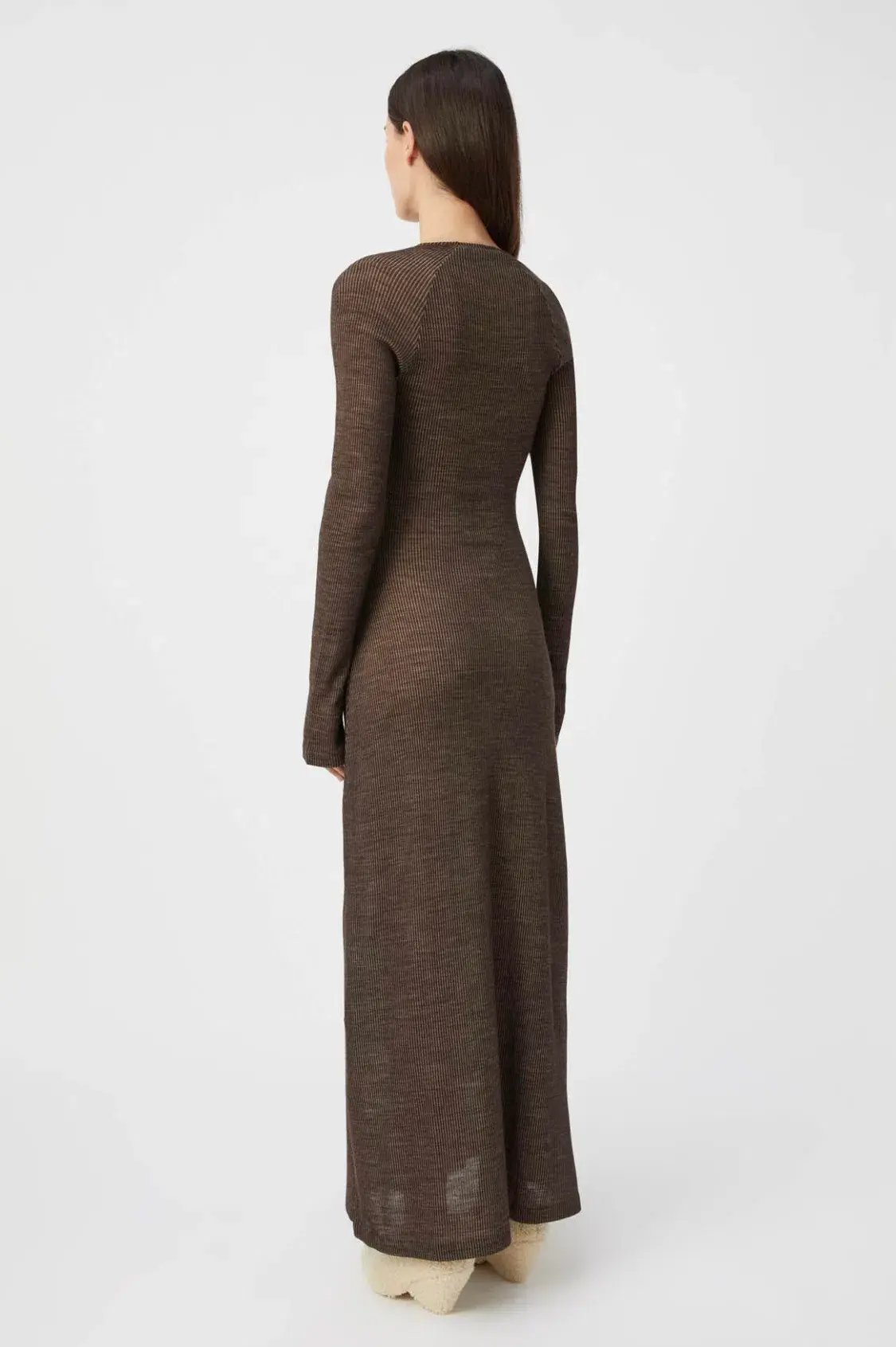 Camilla and Marc Valle Wool Maxi Dress Chocolate Brown Size 10 photo 3