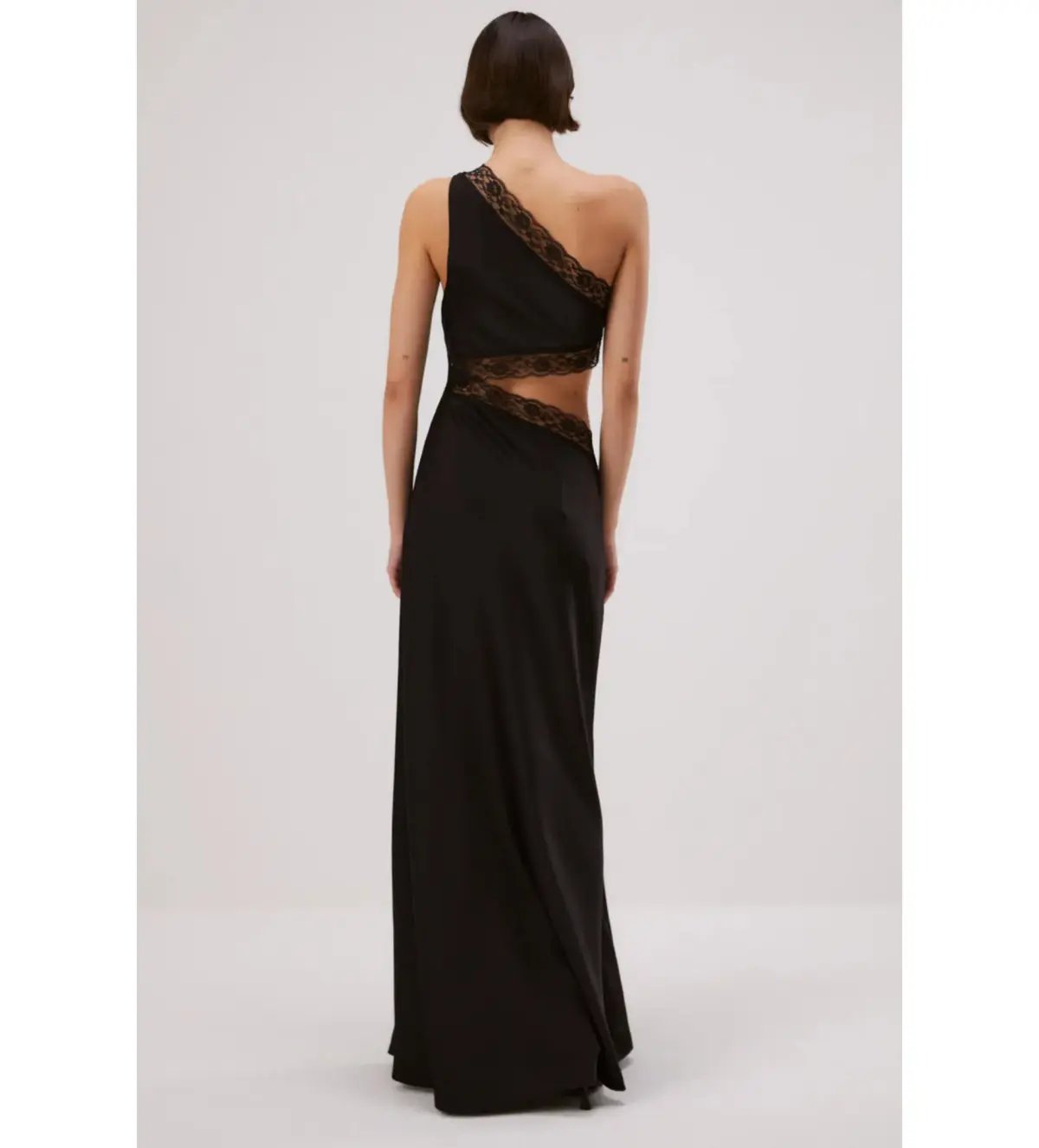 Misha Jillian Satin Maxi Dress Black Size 8 photo 2