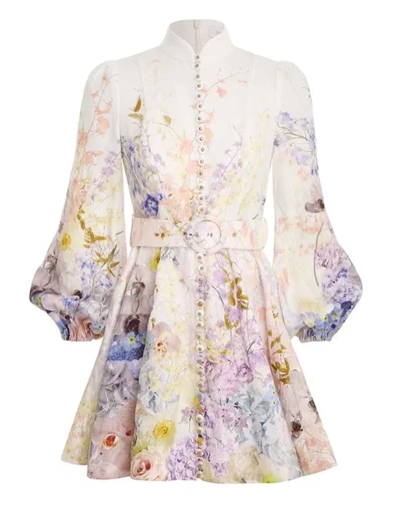 Zimmermann Rhythmic Buttoned Mini Dress Print Size 0/Au 8 photo 3