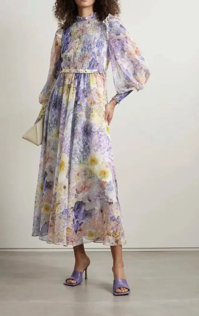Zimmermann Rhythmic Shirred Midi Dress Floral Size 2 / AU 12 photo 2