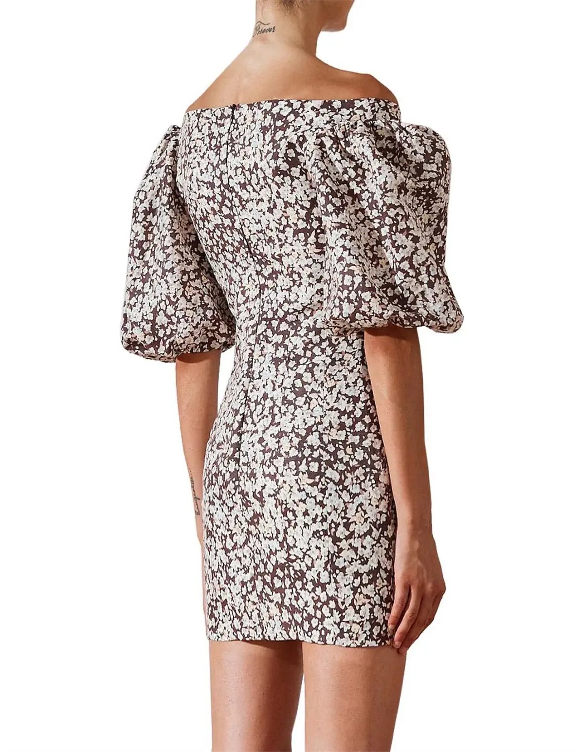 Shona Joy Dahlia Ots Fitted Mini Dress Print Size 10 photo 4