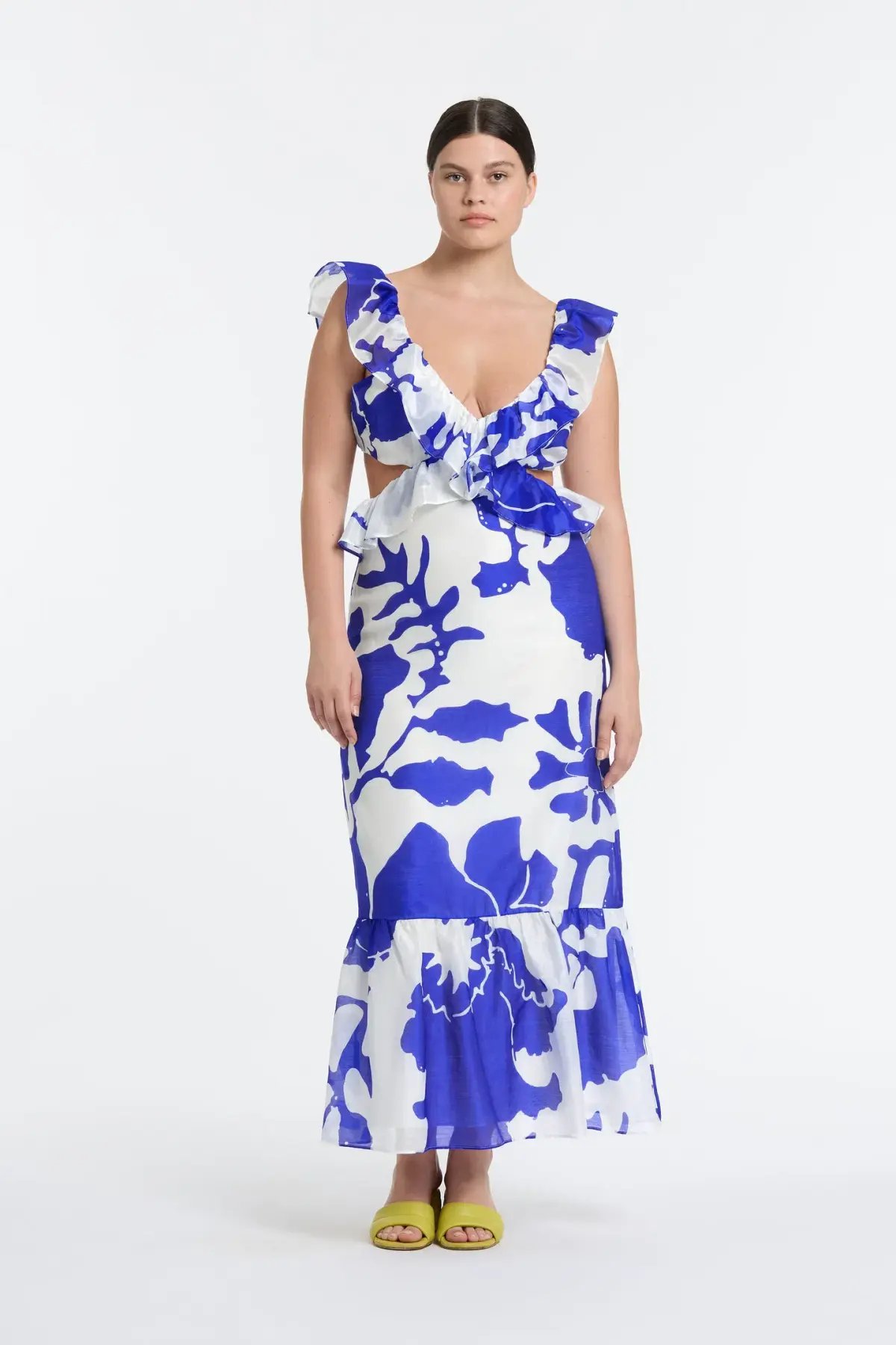 Sir the Label Vivi Frill Maxi Dress Blue Merce Abstract Print Size 3 /AU 12 photo 4