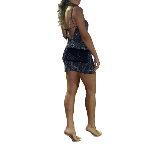 Constantina Danis Custom Mini Dress Silver Size photo 4