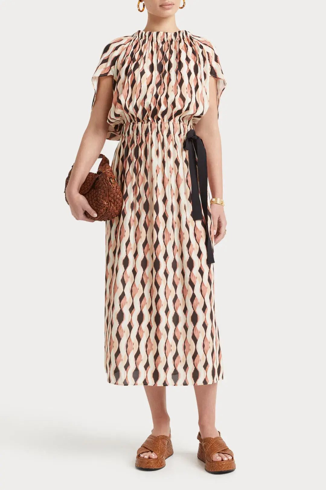 Husk Florence Print Midi Dress in Brown Size M/AU 10 photo 2