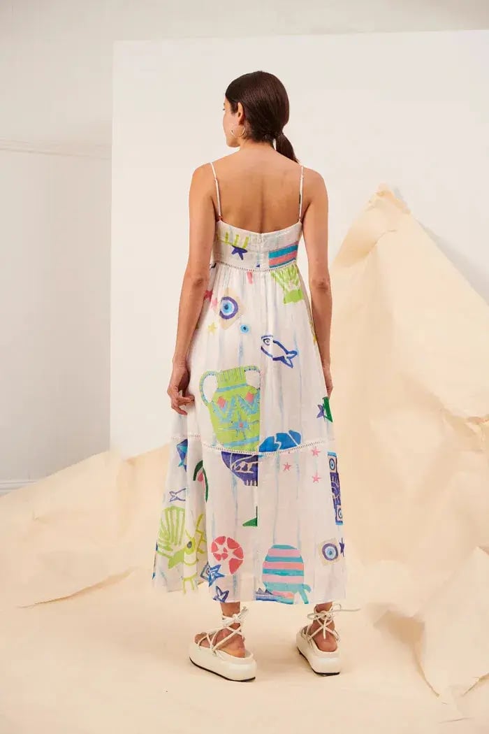 Kate Ford Pella Ladder Bustier Dress Multi Print Size 0 /Au 6 photo 3