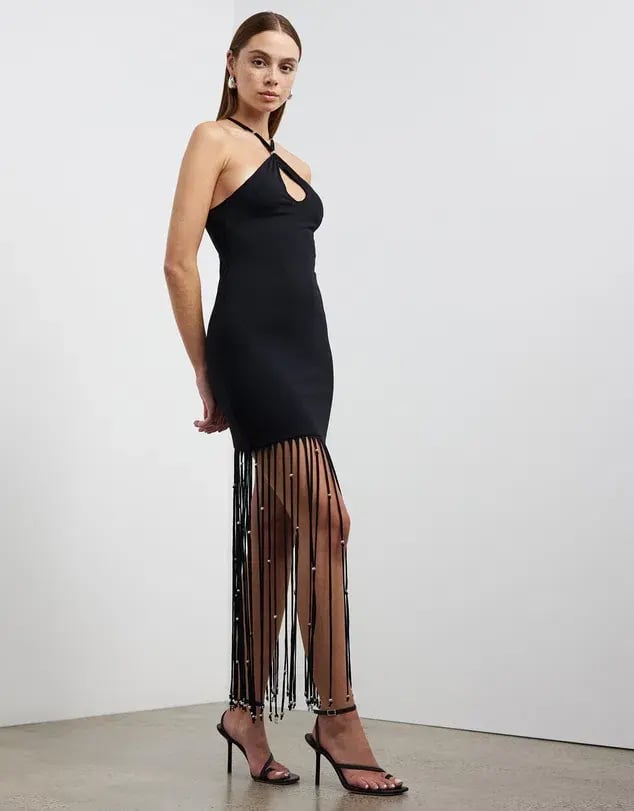 Rotate Birger Christensen Light Jersey Maxi Dress Black Size 10 photo 2