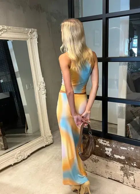 With Harper Lu Sunset Orb Maxi Set Print Size 6 photo 5