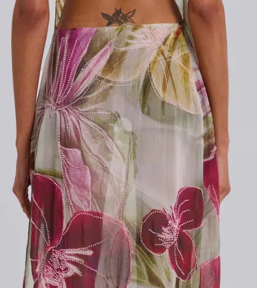 Jaded London Dahlia Hand-Beaded Backless Chiffon Maxi Dress in Rosa photo 4