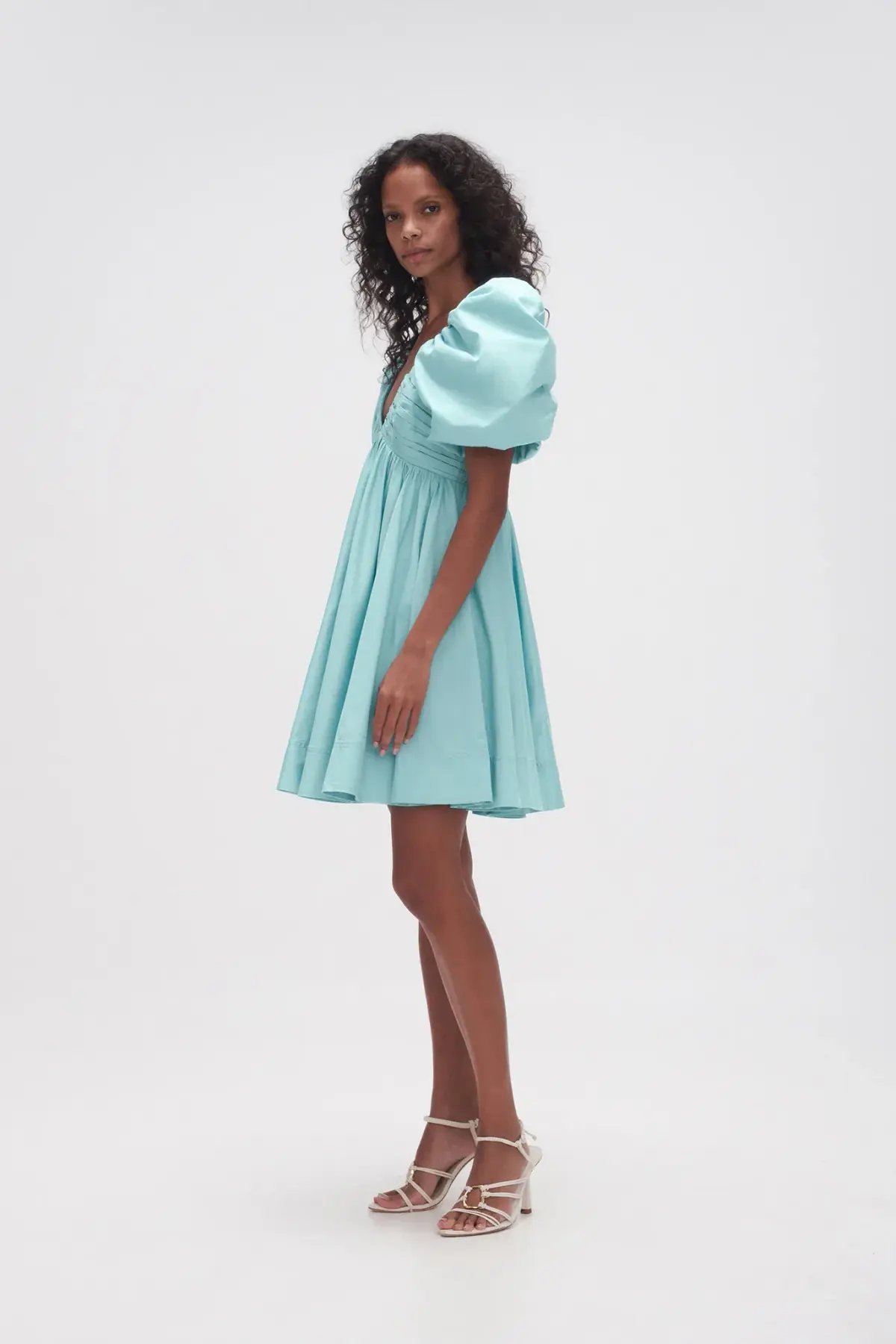 AJE Gabrielle Plunge Mini Dress Spearmint Blue Size 16 photo 3