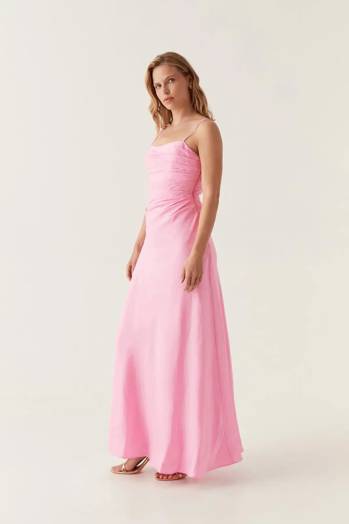 Aje Clarice Draped Maxi Dress Pink Size 6 photo 2