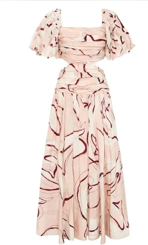 AJE Marianne Midi Dress Ruched Cutout Whimsical Dove photo 4