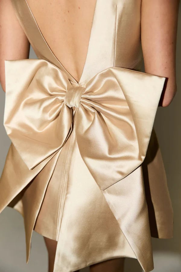 ODD MUSE THE ULTIMATE MUSE BOW DETAILS MINI DRESS - GOLD photo 7