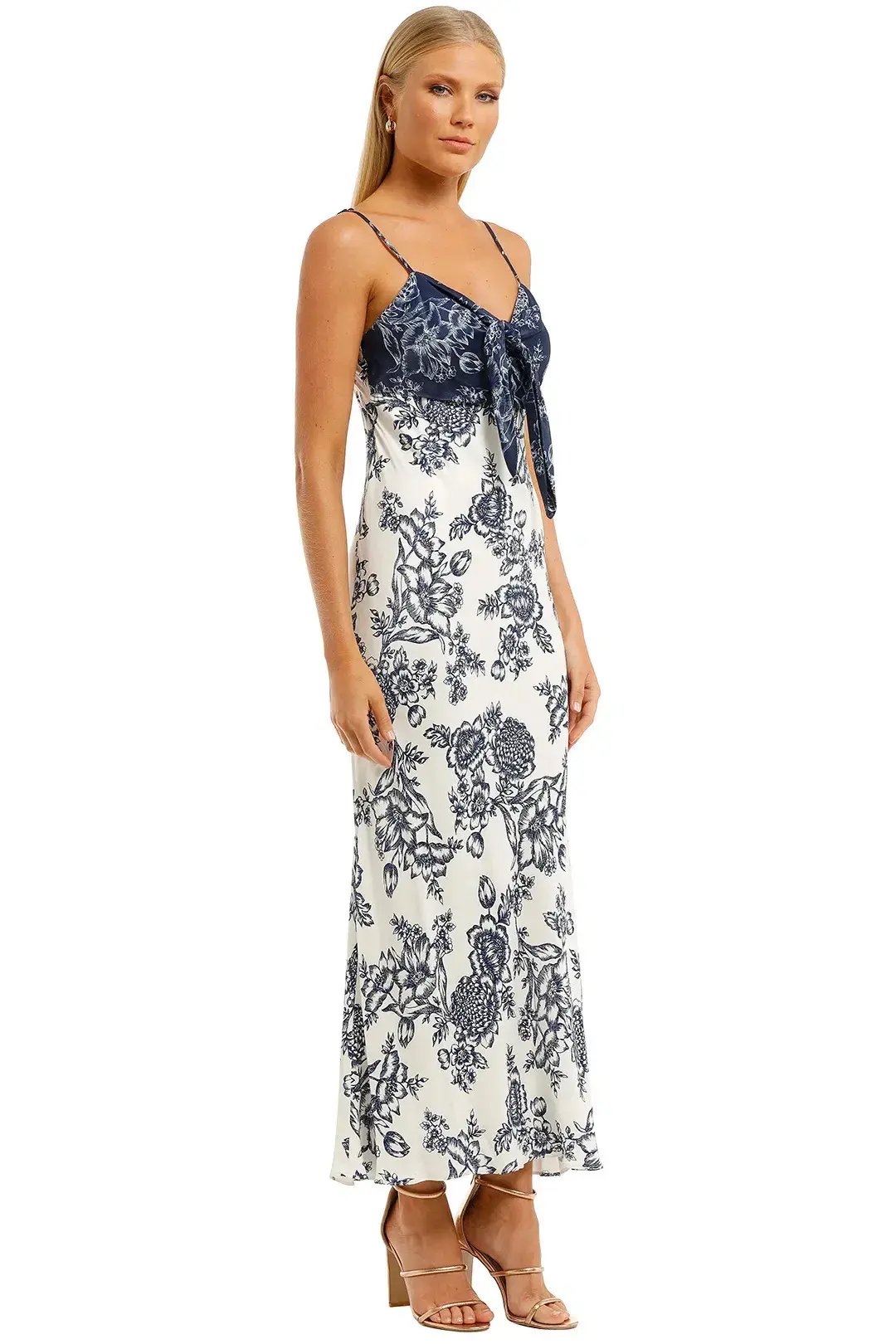 Shona Joy Arcadia Tie Front Bias Slip Dress Print Size 8 photo 2