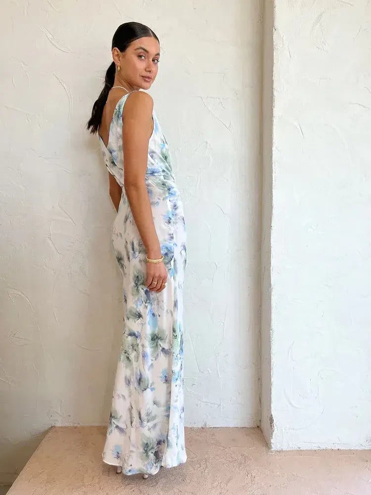 Bec & Bridge Corrine V Maxi Dress in Watercolour Floral Size 8 photo 6