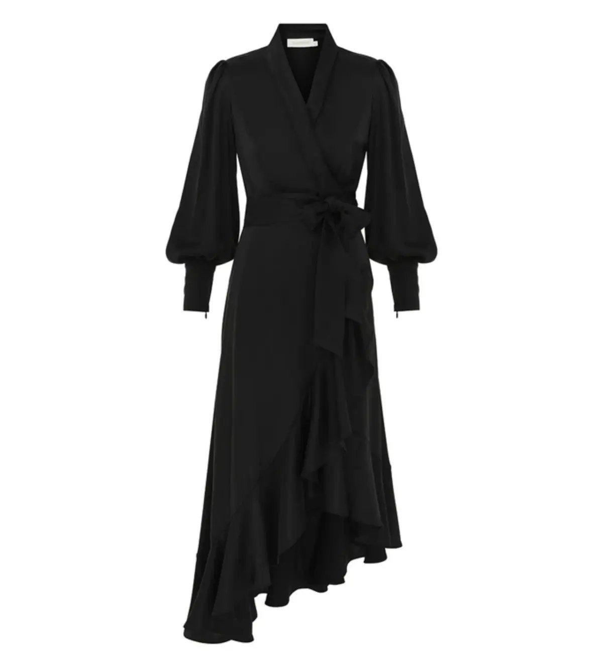 Zimmerman Silk Wrap Midi Dress in Black Size 2 / AU 12 photo 4